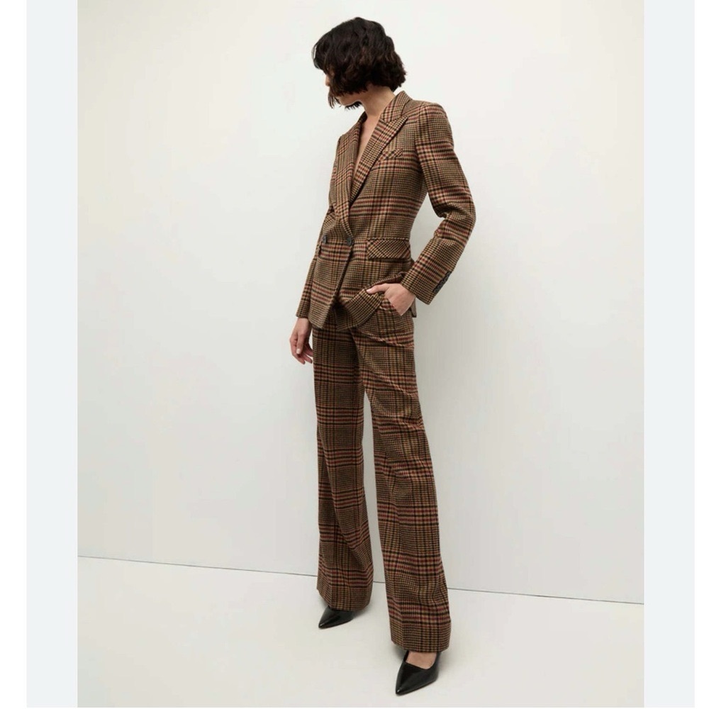 Veronica Beard Brown Plaid Wide Leg Pants Size 00 - Picture 3 of 9